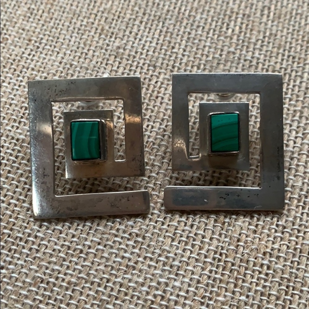 Sterling Malachite Earrings
